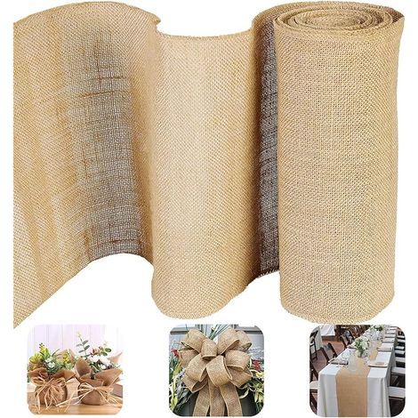 30cm x 10m Chemin Table Toile Jute Naturel, Rouleau Jute Rustique Vintage, Ruban Lin Suture Complète Bord pour Décoration, Mariage, Travaux Manuels, Baptême Fête, Anniversaire, Jardinage (1/5)