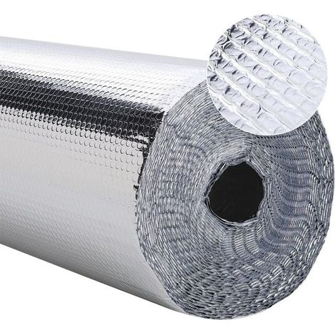 Rouleau d'isolation en film à bulles d'aluminium de 0,6 m, film réfléchissant pour radiateur, rouleau d'isolation thermique pour fenêtres, sol, fourgonnette, camping-car, murs et toit, épaisseur 3 mm (1/4)