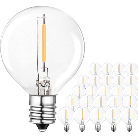 Ampoules en verre E12, ampoules LED G40 blanc chaud 1 W = 10 W 2200 K AC220–240 V pour guirlande lumineuse - Lot de 25 (1/5)