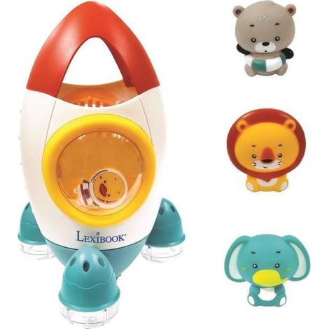 Jeu de bain fusée avec 3 animaux souples - LEXIBOOK - pour enfants de 18 mois et plus - jets d'eau tournants (1/5)