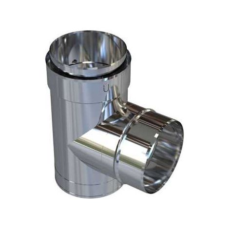 Té 90° avec tampon et raccord à clipser - Pour tubage flexible Ø 180 mm