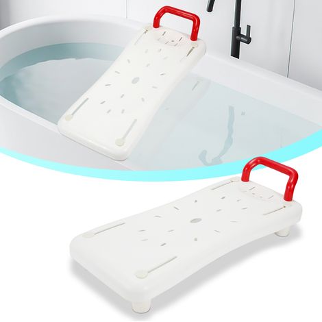 TolleTour Badewannenbrett 69x28cm Badewannensitz Erwachsene Senioren 41-62cm Einstellbar Wannenbrett zum Sitzen PP-Material Sitzbrett Rot Griff (1/5)