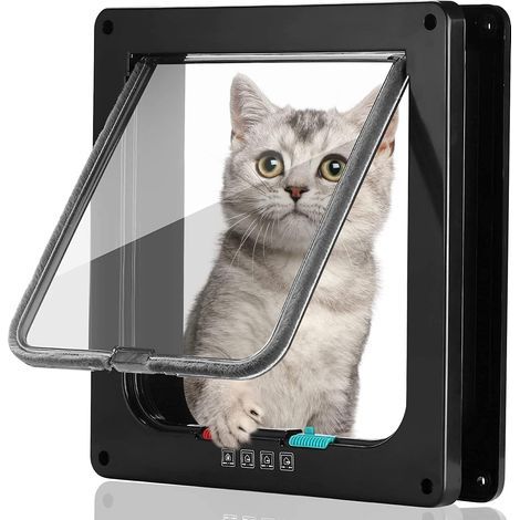 Grande chatière, chatière verrouillable à 4 voies pour intérieur et extérieur, chatière compatible avec les chats adultes et les petits chiens – (L) (1/5)