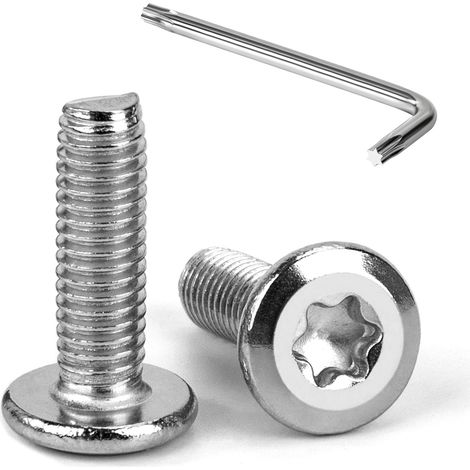 Vis à Tête Plate Torx M6 x 20 mm Vis à Six Pans Creux en Acier Inoxydable A2 V2A Boulons de Meubles Hexagonale avec Clé T30 Filetage Complet 20 Pièces (1/5)