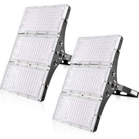 2 PCS Projecteur Exterieur Led 300w, Projecteur Led Exterieur 30000lm, IP67 Imperméable, Blanc Chaud 2800-3200k, Idéal Pour Le Jardin, Le Garage, l'Hôtel Ect