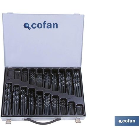 Caisse de 250 forets en métal cobalt HSS-Co DIN388-118º (Ø1-10 mm.) COFAN 04010973 (1/2)