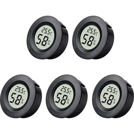 Lot de 5 thermomètres hygromètres noirs (1/5)