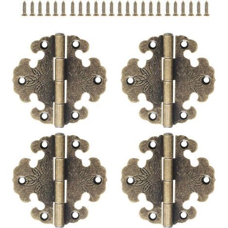 4 Pieces Antique Hinges - Decorative Hinge - Mini Retro Hinge - Door Hinge - Vintage Bronze Hinges, For Decorating Cabinets, Wooden Doors, Bookcases (1/5)