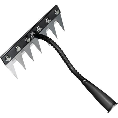(7 dents) Houe à désherber, scarificateur en acier, outil de jardinage à main tranchant, râteau à désherber, outils agricoles (1/5)