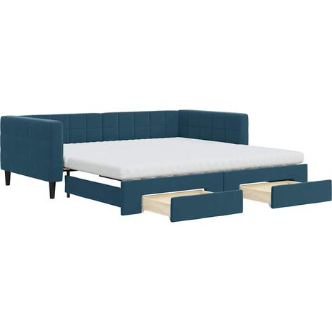 Maison Exclusive - Divano Letto Estraibile con Cassetti Blu 100x200 cm in Velluto