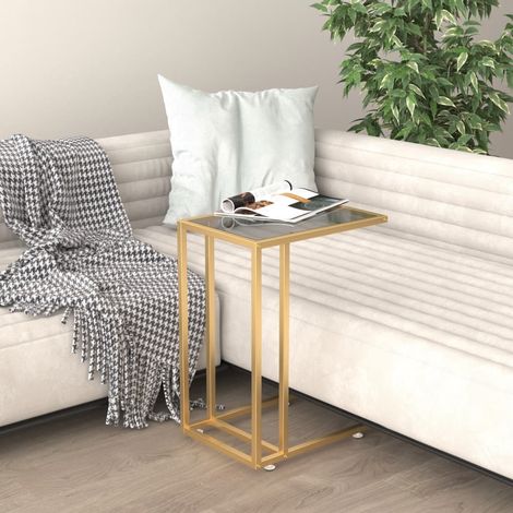 Table d'Appoint Chevet,Bout de Canapé pour ordinateur Noir 50x35x65 cm Verre trempé -GB78937 (1/5)