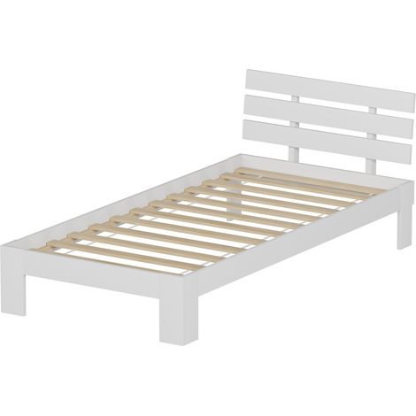 Cama de madera con cabecero 90x190cm blanco FINN