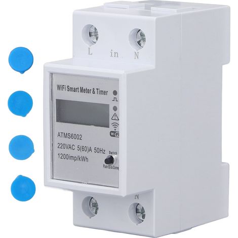 Compteur intelligent WiFi Monophasé 2P AC220V Rail DIN Interrupteur Énergie Électricité Suivi Consommation (1/5)