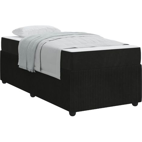 Lit simple  Lit adulte  Cadre de lit avec matelas Noir 80 x 200 cm tissu