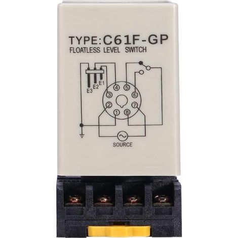 Flotteur Pompe, C61F-GP Interrupteur a Flotteur 220V, Floatless Level Switch, Module de Controle de Niveau Eau 220V, AC 50/60HZ Relais Détecteur Contrôleur avec Base pour L'industrie Agriculture (1/5)