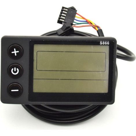 1 Compteur vélo électrique, LCD S866, 24V-36V, prise SM, noir (1/5)