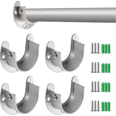 Support de tringle de penderie en forme de U, 4 supports de tringle à bride avec vis, support tubulaire rond pour tringle de placard, support de tringle de penderie (1/5)