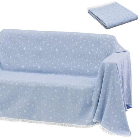 Coperta Copri Divano Piedi Letto Multiuso 180x290cm Fantastia Stelle Azzurro (1/3)