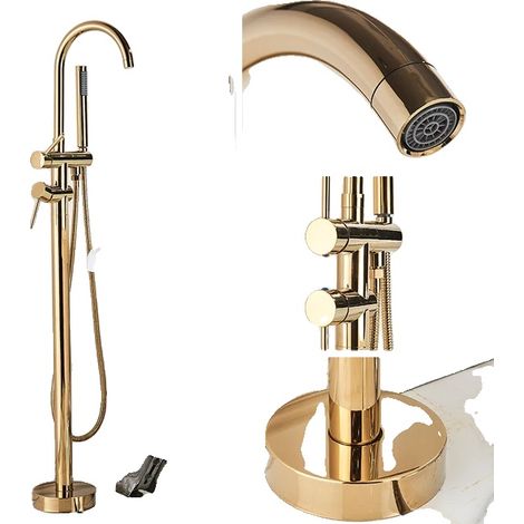Robinet de baignoire, laiton durable, design à une poignée, Auréole Dorée (1/2)