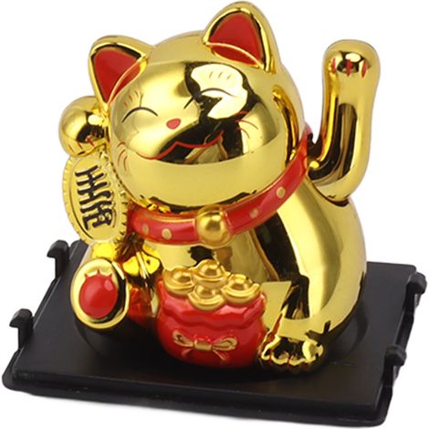 Statuette de chat porte-bonheur réaliste de 5 cm, alimentée à l'énergie solaire, idéale pour décorer une réception, une voiture ou un commerce lors d'inaugurations. (1/5)