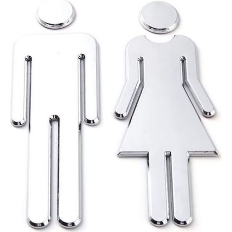 Autocollants toilettes 12 x 4 cm – Panneaux signalétiques hommes/femmes avec symboles universels, adhésifs facile à poser, pour salle de bain, bureau ou lieu public (1/5)