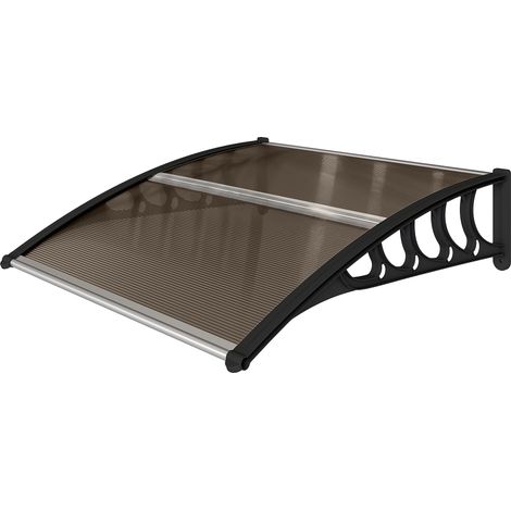 Auvent extérieur en polycarbonate pour portes et fenêtres avec kit de montage 103 x 96,5 x 27 cm - Marron (1/5)
