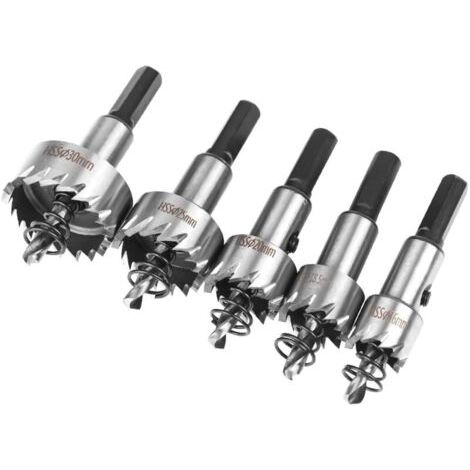 Coffret Scie Cloche, 5PCS Scie Trépan en HSS Cobalt Ø16/18,5/20/25/30mm, Scie Cloche en Acier Haute Vitesse Alliage, Acier, Acier Inoxydable, Approprié au Bois, Plastique, Métal