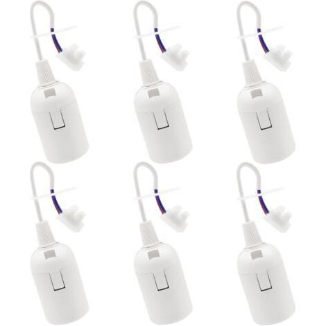 6 PCS Douille de Lampe E27 Support d'ampoule E27 rénovation Douille Blanc Douille de Bâtiment avec Câble Douille de Chantier 4A 250V Base de Lumière Douille de Suspension (max.60W) (1/5)
