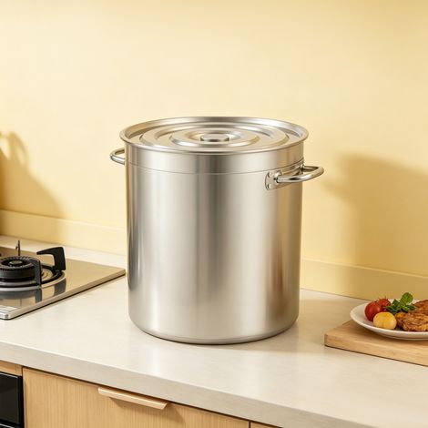 YISSALE -Marmite de gastronomie et marmite à soupe 50 L en acier inoxydable avec couvercle, faitout universel grand volume, compatible gaz, électrique et induction (1/5)