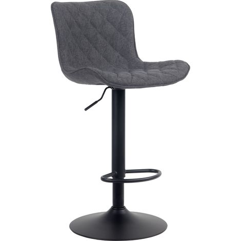 Sgabello da bar x1 cuciture decorative piede a tromba altezza regolabile in metallo nero seduta in tessuto nero 100004864