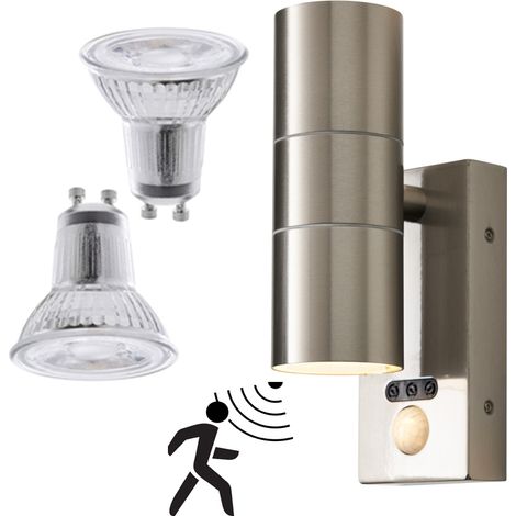 Litecraft Kenn Outdoor Up Down Wall Light With Sensor & LED Bulbs - Steel (1/5)