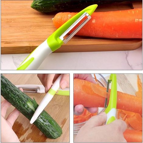 Pelador de verduras profesional de 2 piezas,pelador de frutas multifuncional,pelador de patatas recto y giratorio,pelador de zanahorias (verde) (1/4)