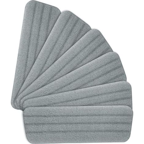 Set di 6 panni in microfibra riutilizzabili per scope a vapore con frange, 42 x 14 cm, grigi – compatibili con tutti i modelli