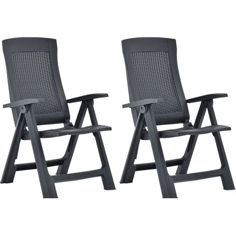 Chaises inclinables de jardin 2 pcs Plastique Anthracite (1/5)