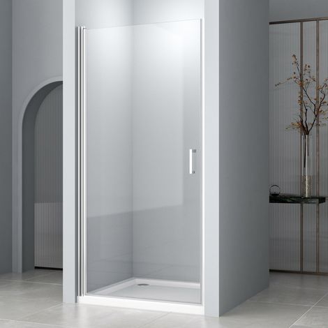 WDWRITTI Duschtür 90x195cm Nischentür Nischendrehtür Dusche Duschkabine Pendeltür Nische Duschabtrennung 6mm NANO ESG Glas Schwingtür Duschwand Duschtrennwand