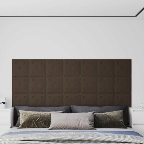 Wandkopfteilen 12 pcs Braun 30 x 30 cm Kunstleder