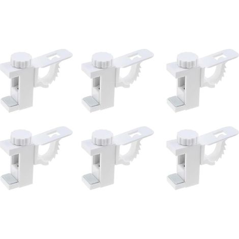 6 Pièces Support Tringle Rideaux sans Percage, Barre Transversale Réglableen Plastique, Support de Stockage de Serviette et Crochet pour Organisateur (1/5)