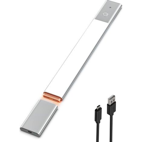 40cm LED Closet Light with Motion Sensor Indoor, Wireless LED Strip for Kitchen, 3500K Cabinet Light with 3 Lighting Modes, USB Rechargeable LED Night Light - 1 Pack (1/5)
