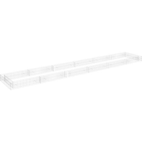 Lit surélevé à gabion acier galvanisé 600 x 100 x 20 cm Argent