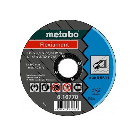 Metabo 616770000 Disco de tronzar plano amoladora angular Flexiamant A30-R para metal 115x2,5x22,23 mm (Envase 25 Ud)