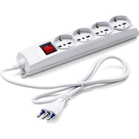 Multipresa 4 uscite universalle shuko+bivalente interruttore