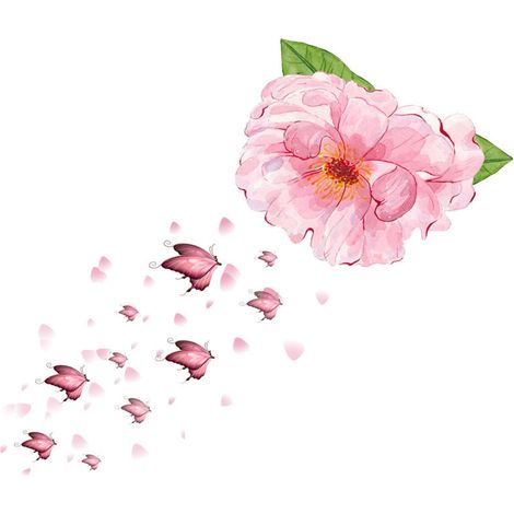 Stickers muraux aquarelle fleurs papillon (Dimensions : 82 cm x 70 cm) (1/5)