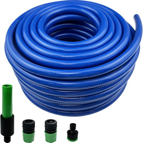 Tuyau d'arrosage court en PVC avec connexion rapide en plastique – 30 m, étanche et anti-nœuds, tuyau de raccordement ID de 12 mm pour machine à laver, camping-car, caravane (1/5)