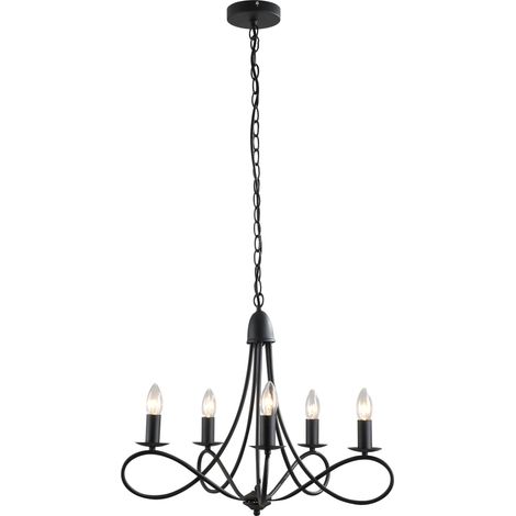 Lampada da Soffitto 200W E14 in Acciaio Intrecciato Nero (1/5)
