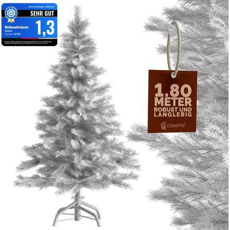 CASARIA® Weihnachtsbaum künstlich 140 150 180 240 cm dichte Spitzen schneller Aufbau Metallständer wie echt schwer entflammbar Tannenbaum  Weiß 180cm