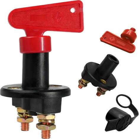 12V 300A Battery Disconnect Switch with Keys Heavy Duty Isolator for Boat, Car, Truck, Durable and Secure Protection, Easy Installation (1/5)