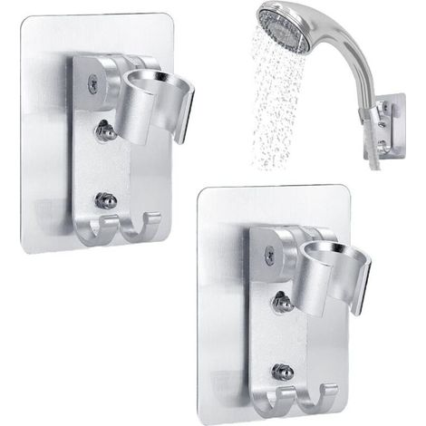 Support Mural Pour Pommeau De Douche - Aluminium - Angle Réglable - Salle De Bain Hôtel - 2 Pièces (1/4)