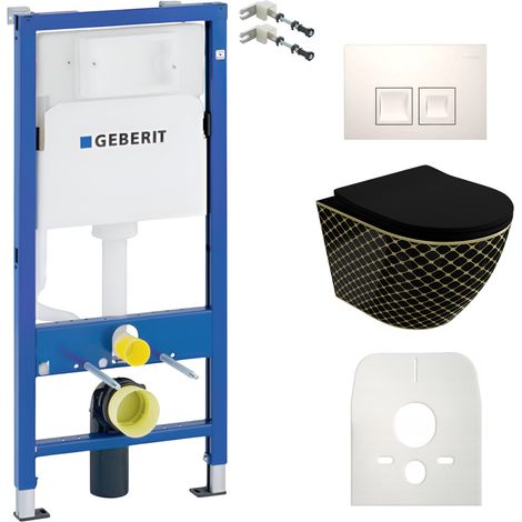 GEBERIT WC Set mit Vorwandelement, Wand-WC und Spülknopf (1/5)