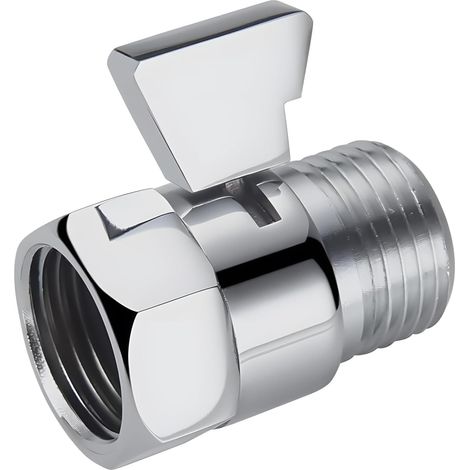 Soavoa Vanne d'Arrêt Douche Laiton Nickel Brossé, Régulateur Débit Eau avec Cartouche Céramique, Raccord G1/2 pour Salle de Bain et Bidet (1/5)