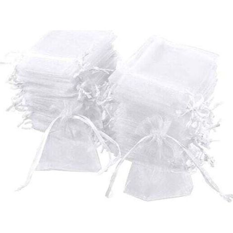 Lot de 100 sachets en organza blanc, 7 x 9 cm, pochette cadeau en organza, pochette à bijoux, sachets de mariage, sachets de lavande, faveur de mariage